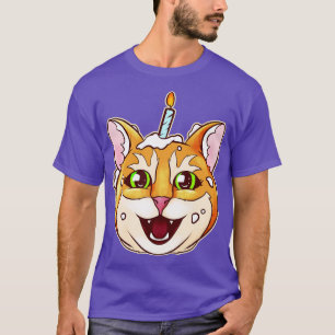 Cat With Birthday Candle Ate The Birthday Cake On T-Shirt