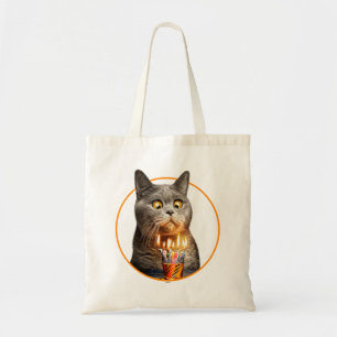 Cat With Birthday Shot Glass Tote Bag