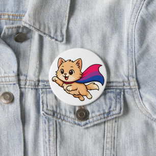 Cat with Bisexual Pride Cape – Cute Bi Design 7.5 Cm Round Badge