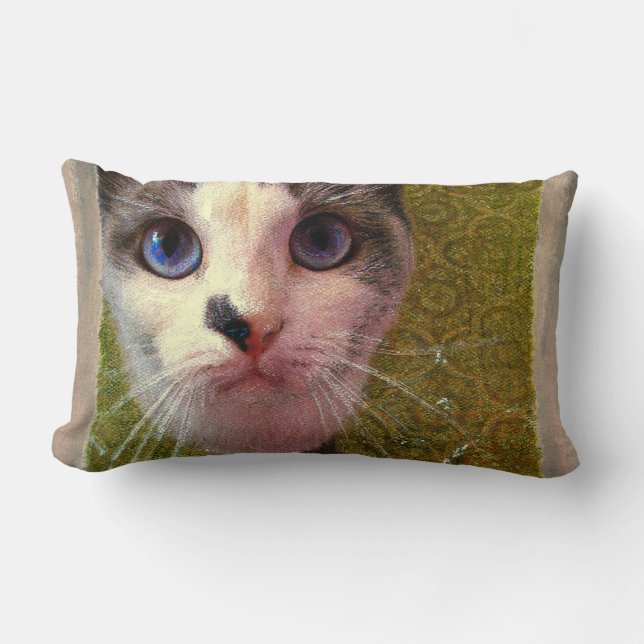 Cat with blue eyes by Alexandra Cook Lumbar Cushion (Front)