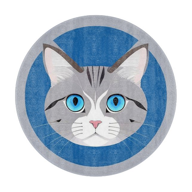 Cat With Blue Eyes Cutting Board (Front)