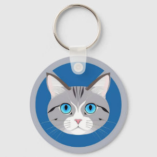Cat With Blue Eyes Key Ring