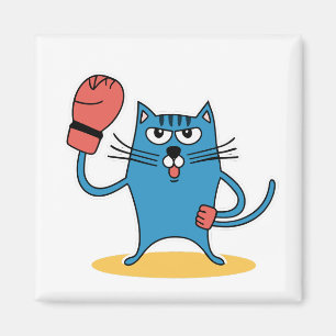 Cat with Boxing Gloves Magnet