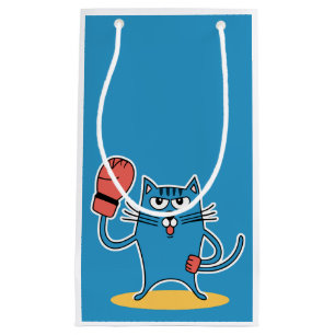 Cat with Boxing Gloves Small Gift Bag