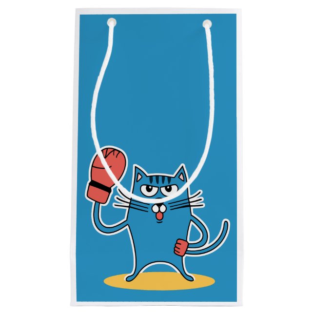 Cat with Boxing Gloves Small Gift Bag (Front)