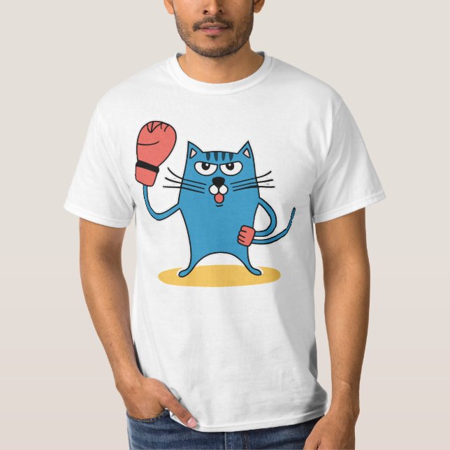 Cat with Boxing Gloves T-Shirt (Front)