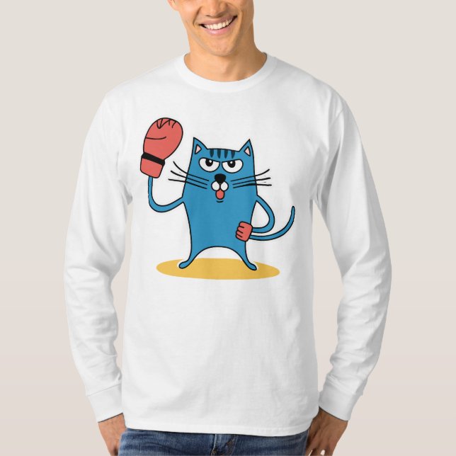 Cat with Boxing Gloves T-Shirt (Front)