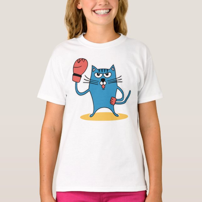 Cat with Boxing Gloves T-Shirt (Front)