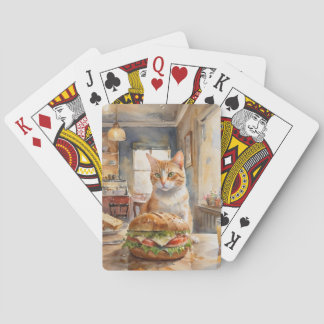 Cat with Burger Playing Card「猫とハンバーガーのかわいいトランプ」 Cards