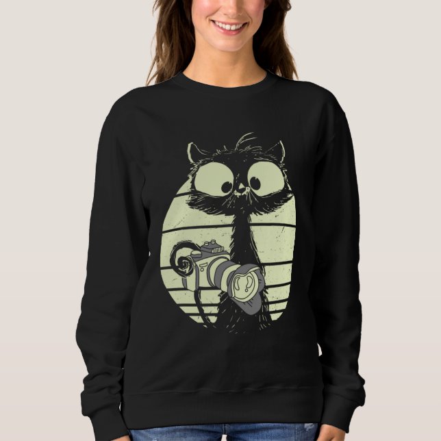 Cat With Camera Photographer Cat Cute Photographer Sweatshirt (Front)