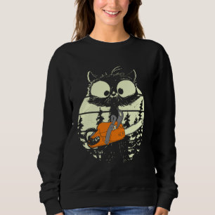 Cat With Chainsaw Cute Lumberjack Forester Cat Sweatshirt