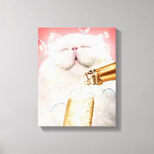 Cat With Champagne Canvas Print