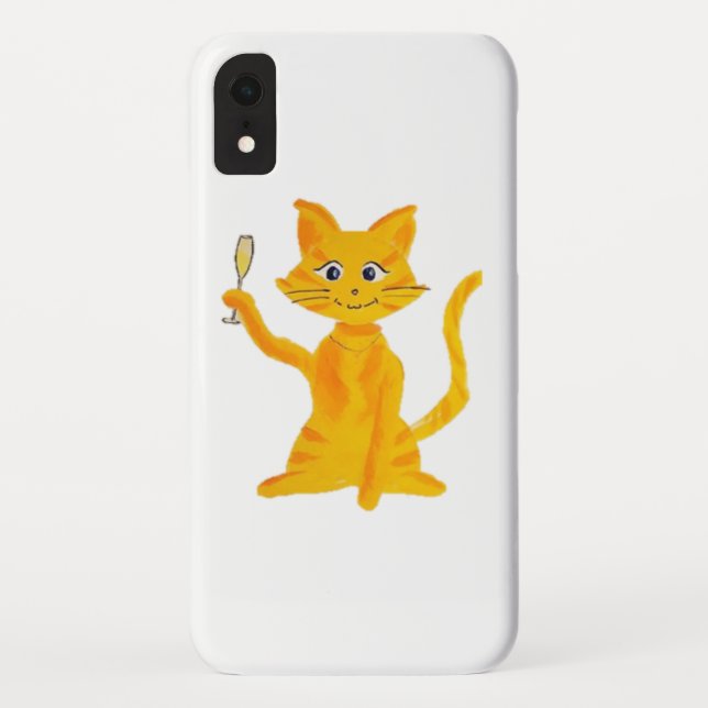 Cat with Champagne Case-Mate iPhone Case (Back)