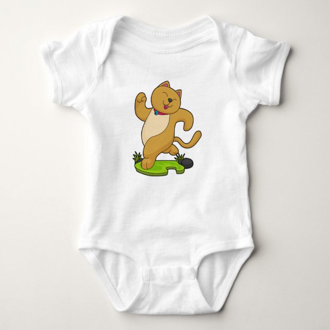 Cat with Choker at Running Baby Bodysuit (Front)