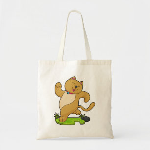 Cat with Choker at Running Tote Bag