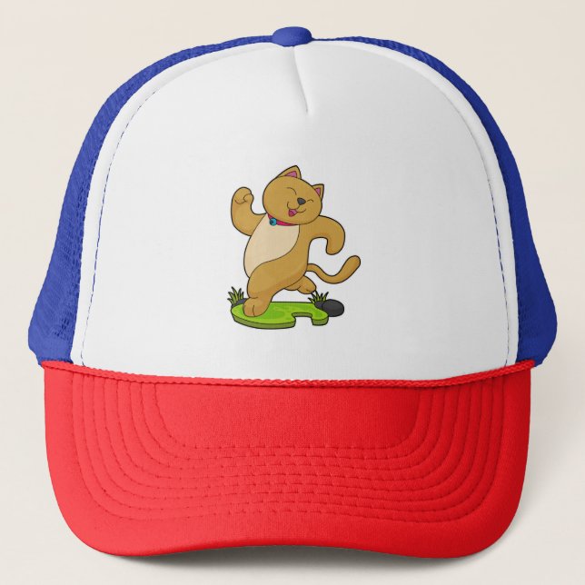 Cat with Choker at Running Trucker Hat (Front)