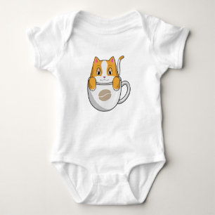 Cat with Coffee Cup Baby Bodysuit