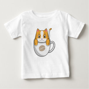Cat with Coffee Cup Baby T-Shirt