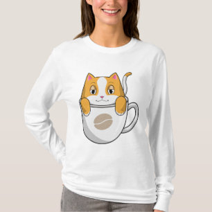Cat with Coffee Cup T-Shirt