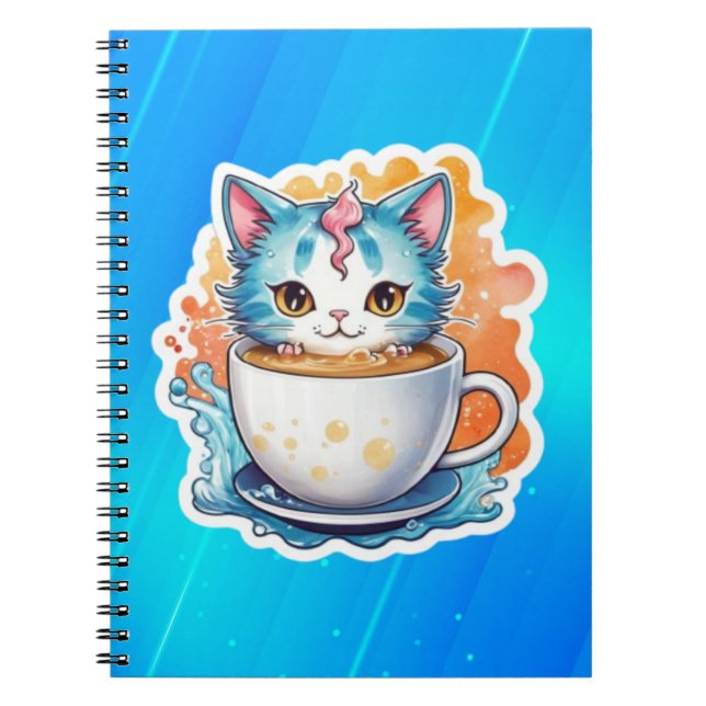 Cat with Coffee Mug-94678 Notebook (Front)