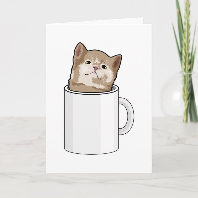 Cat with Coffee mug Card (Front)