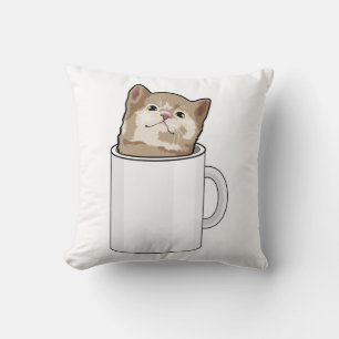 Cat with Coffee mug Cushion