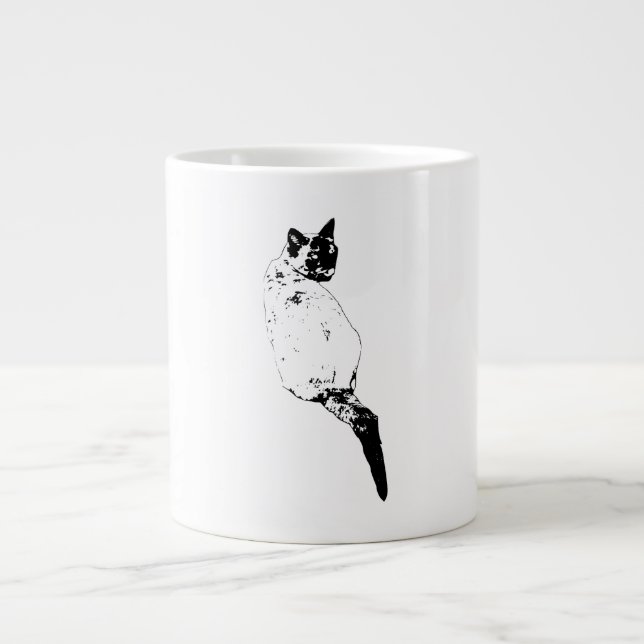 Cat with Confident Turn Large Coffee Mug (Front)