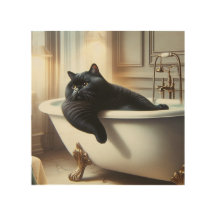 Cat with cool time Wood Wall Art