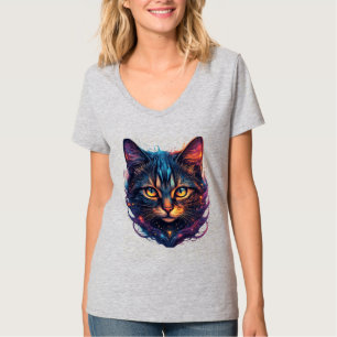 Cat with Cosmic Colours and Bright Eyes T-Shirt