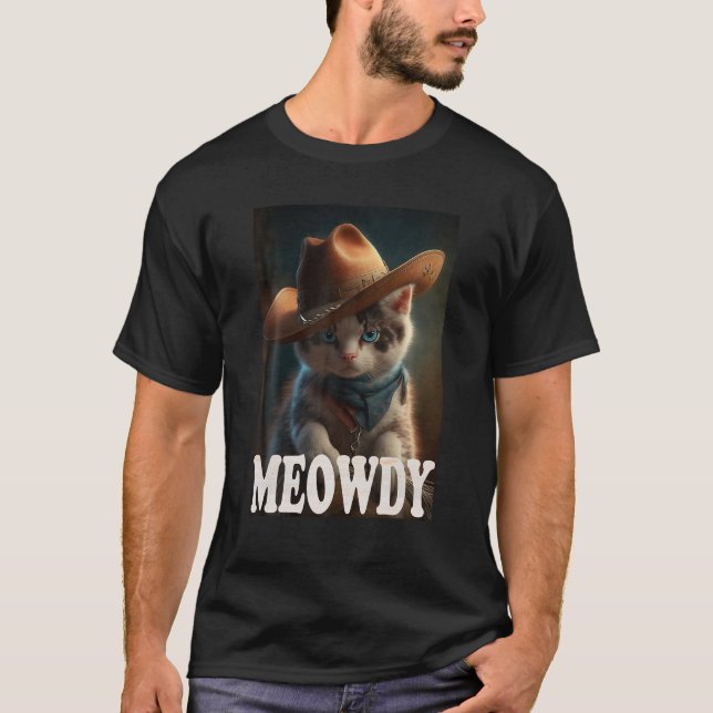 Cat with Cowboy Hat for Cats Lovers Cat Mum Dad Ca T-Shirt (Front)