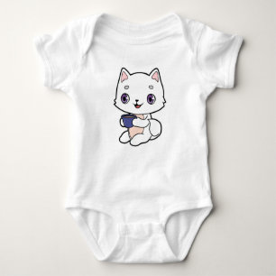 Cat with Cup of Coffee Baby Bodysuit