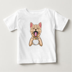Cat with cup of  coffee baby T-Shirt