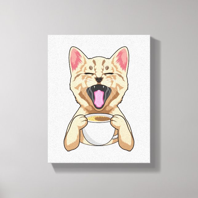 Cat with cup of coffee canvas print (Front)