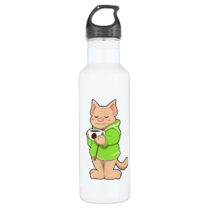 Cat with Cup of Coffee & Pyjamas 710 Ml Water Bottle