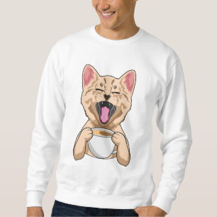 Cat with cup of coffee sweatshirt