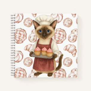 Cat with Cupcake for Bakery Shop Worker Notebook