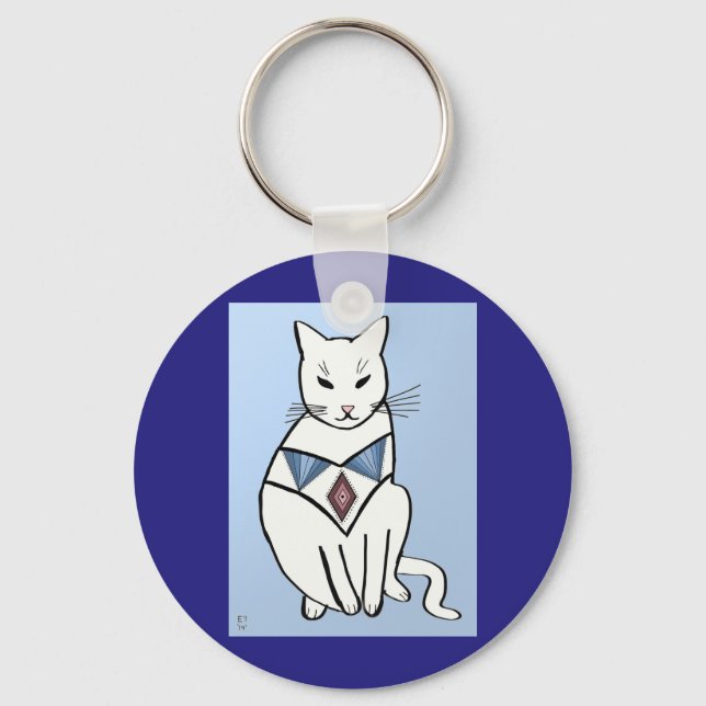 Cat with Diamond Collar Key Ring (Front)