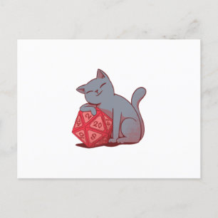 Cat with dice postcard
