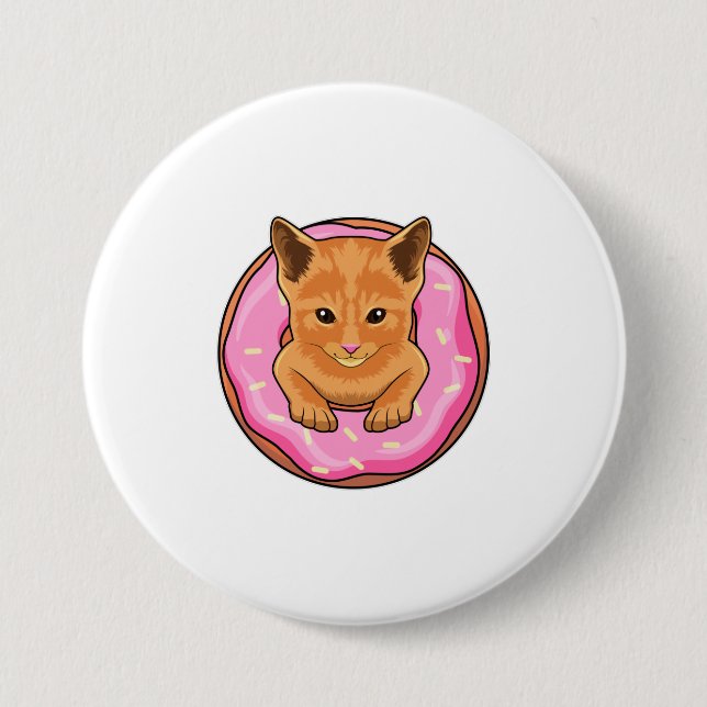 Cat with Doughnut 7.5 Cm Round Badge (Front)