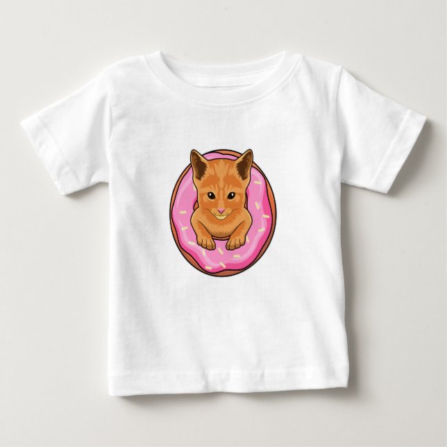 Cat with Doughnut Baby T-Shirt (Front)