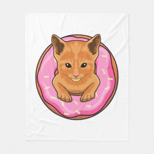 Cat with Doughnut Fleece Blanket