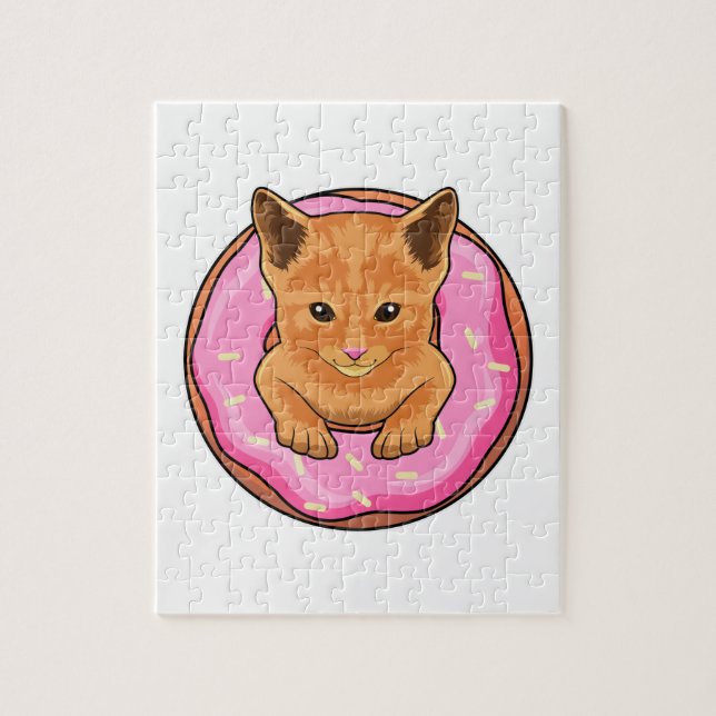 Cat with Doughnut Jigsaw Puzzle (Vertical)