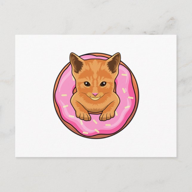Cat with Doughnut Postcard (Front)