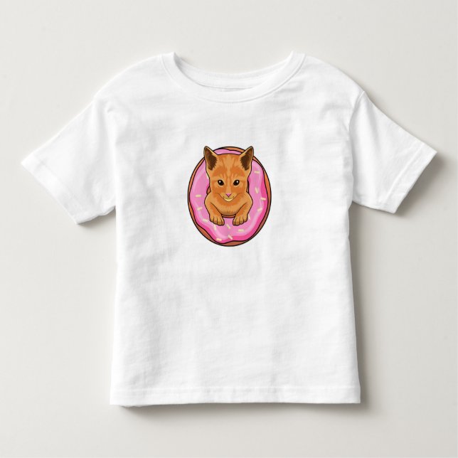 Cat with Doughnut Toddler T-Shirt (Front)