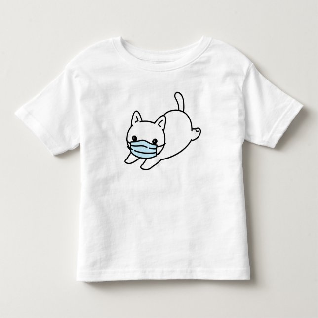 CAT WITH FACE MASK COTTON TODDLER T-Shirt (Front)