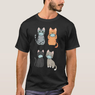 Cat With Face Masks Orange Black Grey Funny Cats C T-Shirt