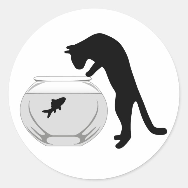 Cat with Fish Bowl Sticker (Front)