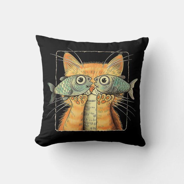 Cat with Fisheyes Kitten Funny Cat Parody Cushion (Front)