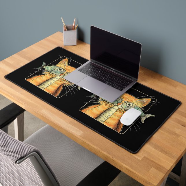 Cat with Fisheyes Kitten Funny Cat Parody Desk Mat (Office 2)