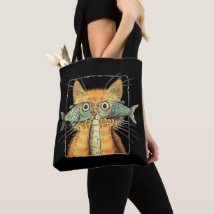Cat with Fisheyes Kitten Funny Cat Parody Tote Bag